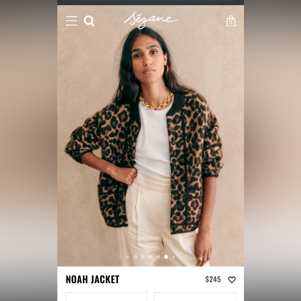 NWOT Sezane Noah Leopard Print Cardigan